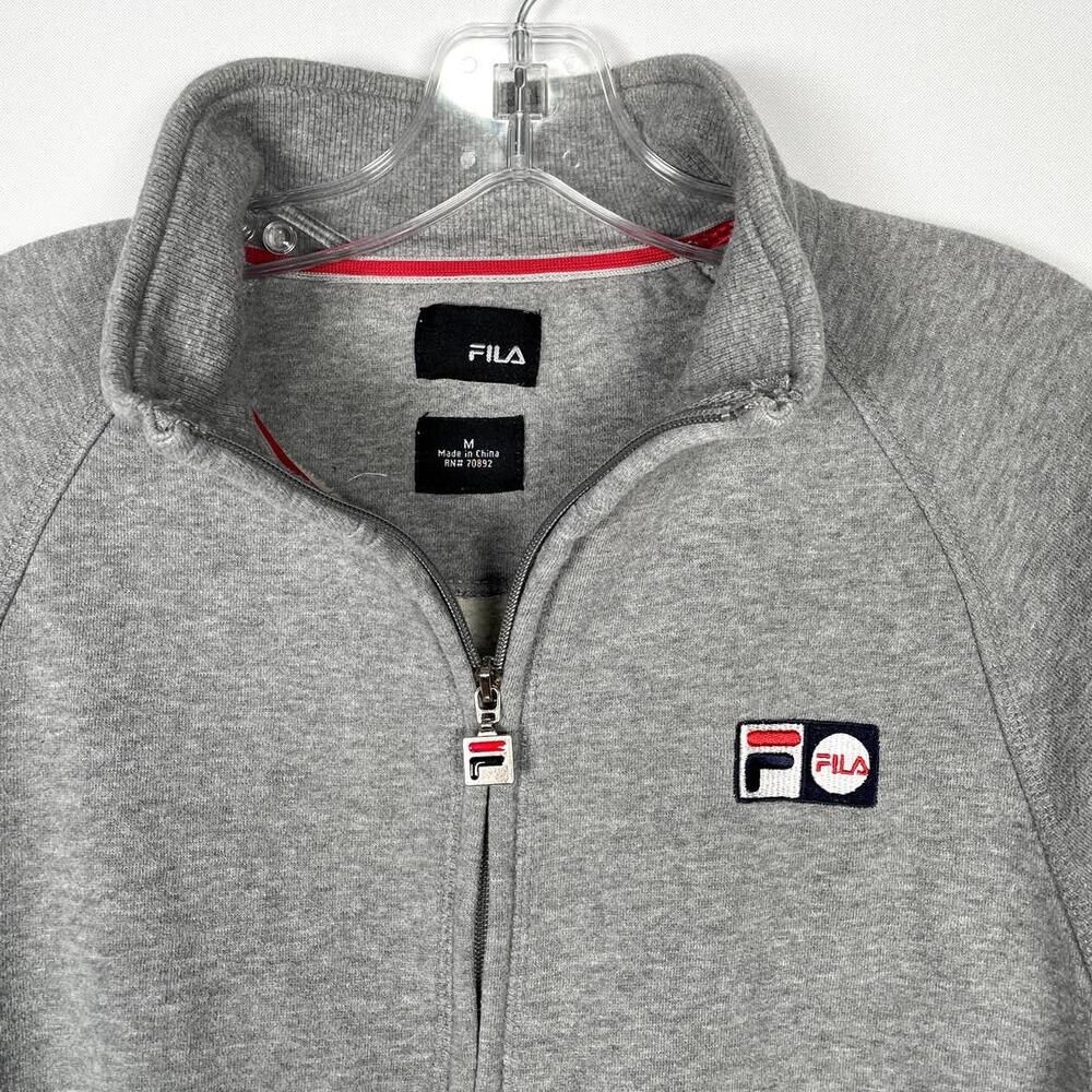 Y2K Women's Fila Gray Full Zip Jacket Sportswear Athleisure Size M